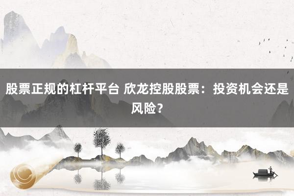 股票正规的杠杆平台 欣龙控股股票：投资机会还是风险？