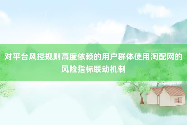 对平台风控规则高度依赖的用户群体使用淘配网的风险指标联动机制