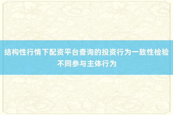 结构性行情下配资平台查询的投资行为一致性检验不同参与主体行为