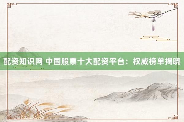 配资知识网 中国股票十大配资平台：权威榜单揭晓